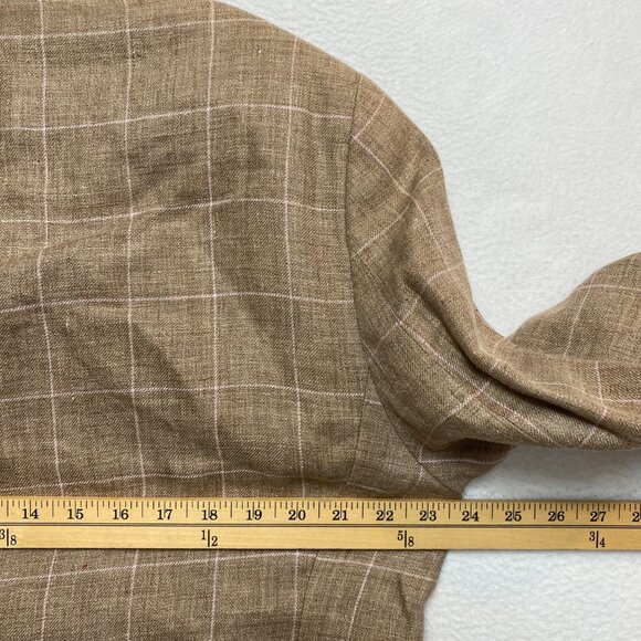 Lauren Ralph Lauren Linen Blazer Mens 44R Tan Purple Plaid Sport Coat Jacket - Picture 11 of 13